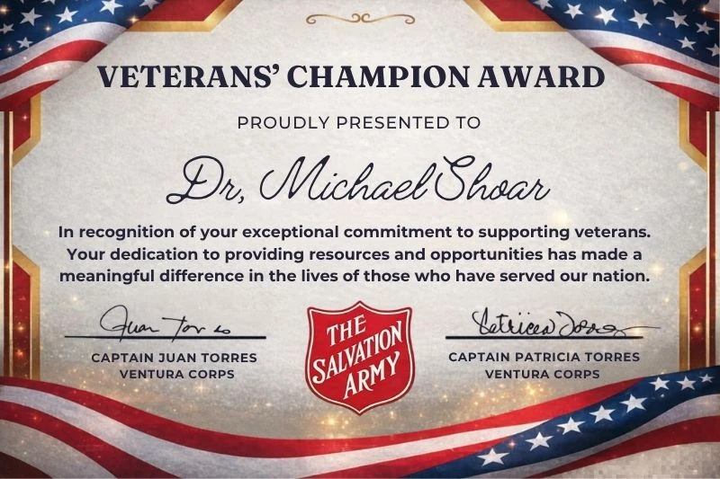 Salvation Army Veterans Champion award Dr. Michael Shoar